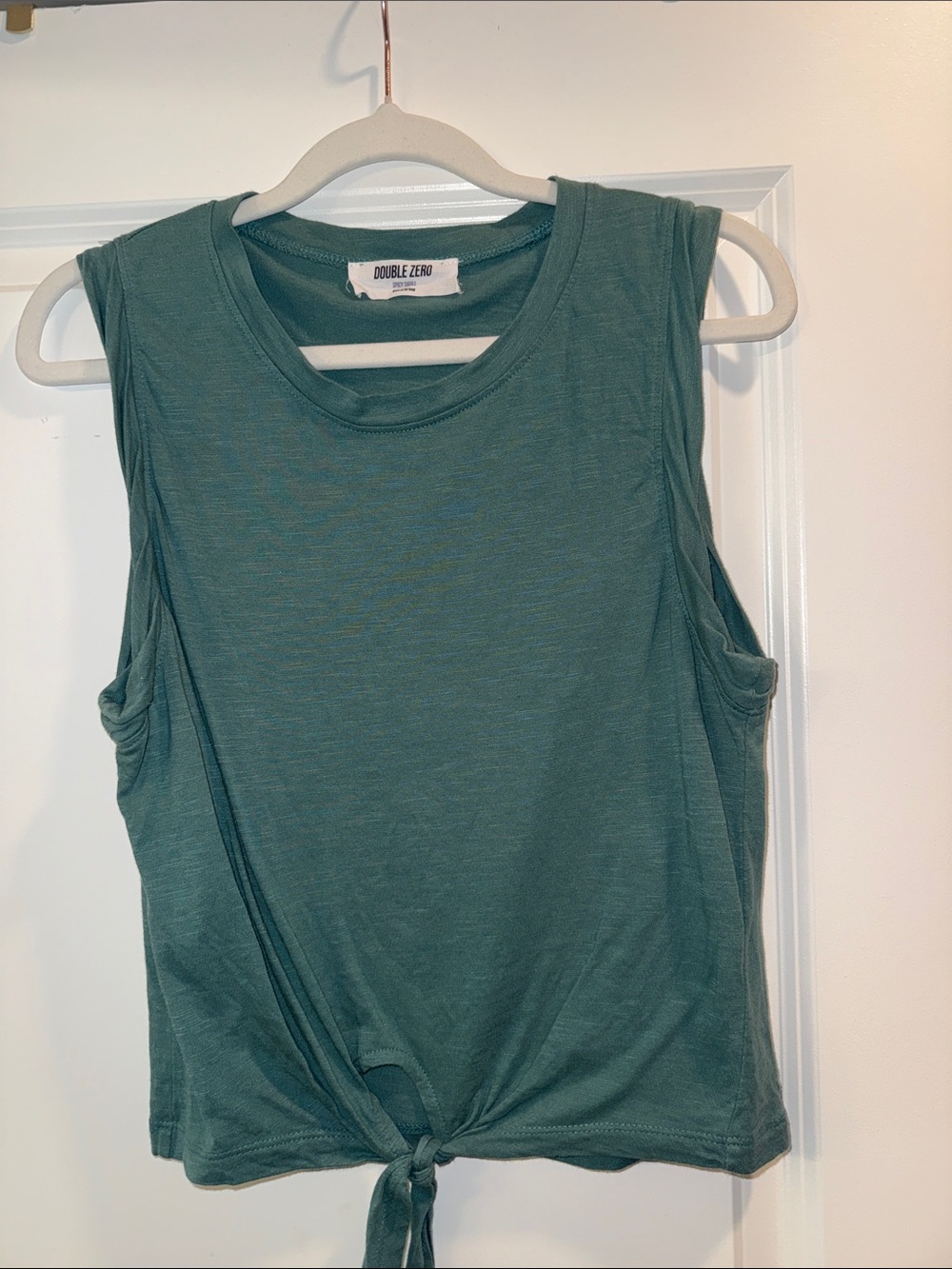 Double Zero Green Tie-Front Tank Top